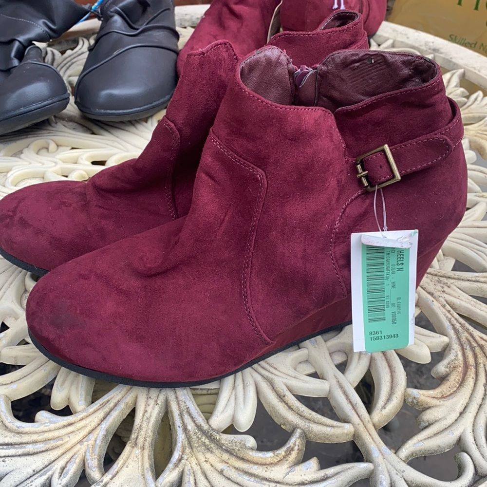 Attention Faux suede booties NWT